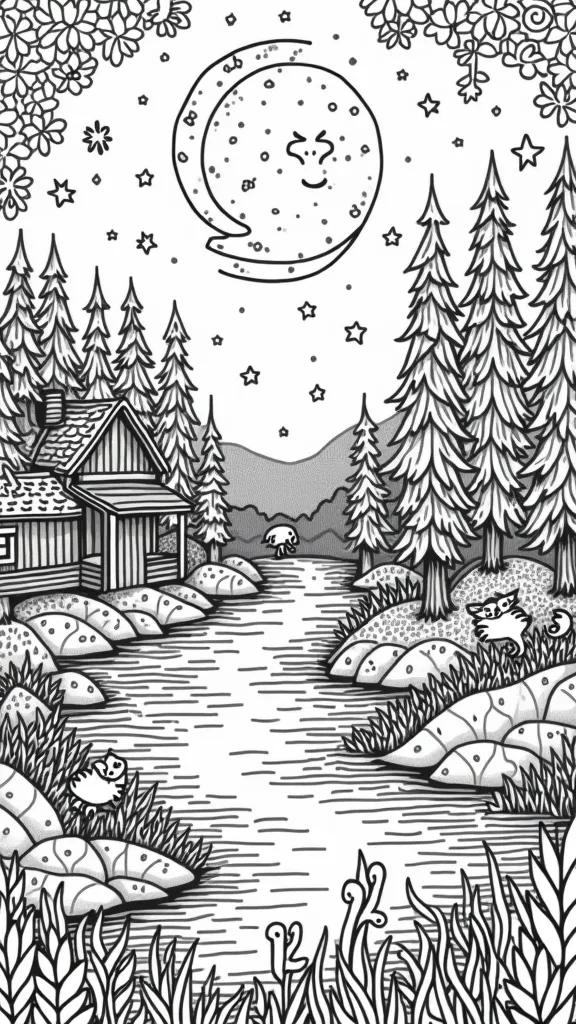 nighttime coloring pages